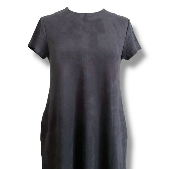J McLaughlin Womens Swing Dress Sz Small Gray Microsuede Faux Suede Aline Preppy - Picture 3 of 8